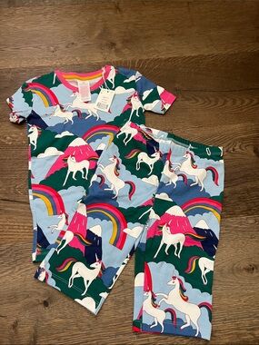 Mini Boden Unicorn Rainbow Pajama Set - Blue, Pink, Green